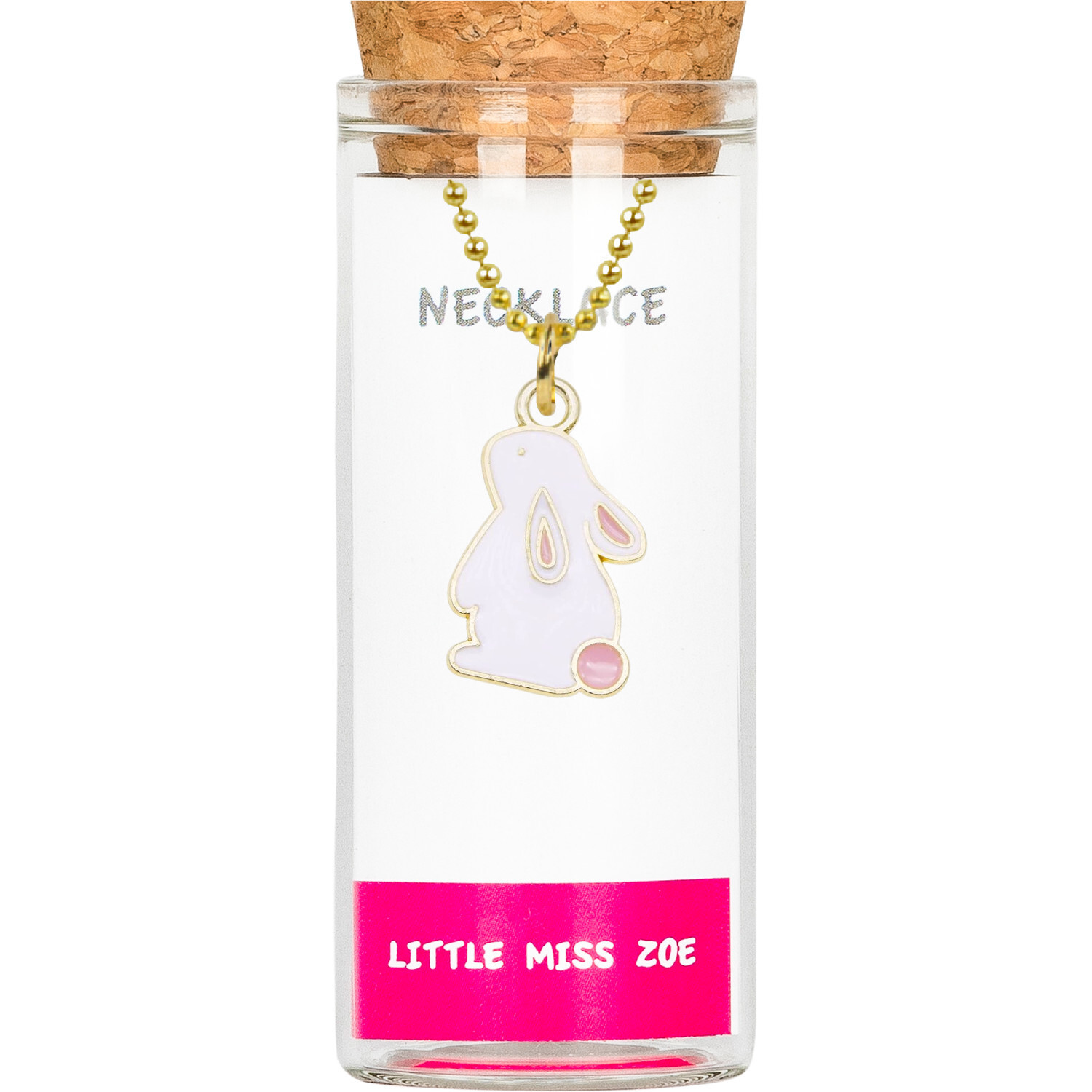 Charming Necklace in a Bottle, White Bunny | Maisonette