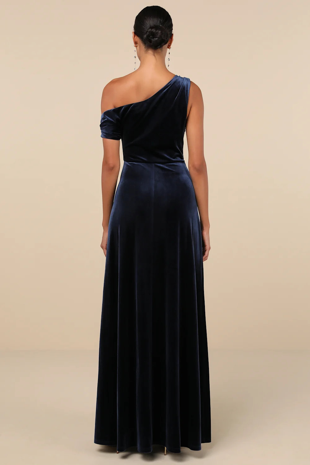 Coveted Confidence Navy Blue Velvet Asymmetrical Maxi Dress | Lulus