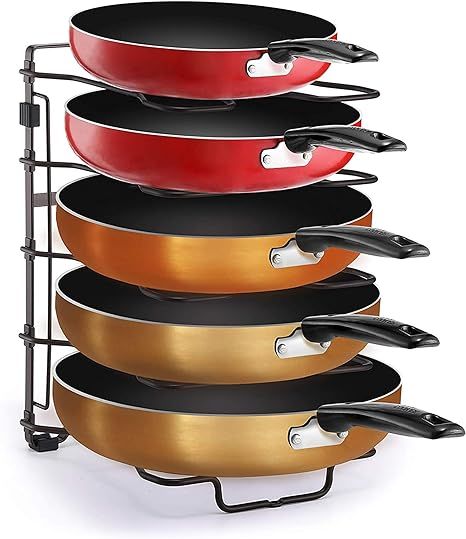 Simple Trending Adjustable Pan and Pot Lid Organizer Rack Holder, Kitchen Counter and Cabinet Org... | Amazon (US)
