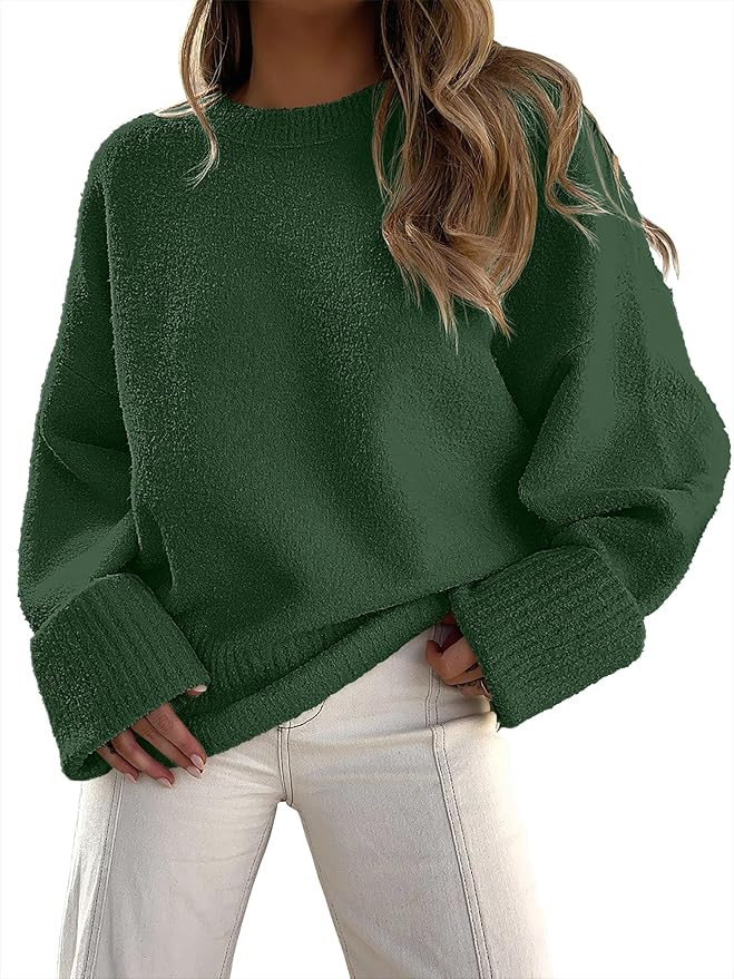 ANRABESS Women's Oversized Sweaters 2025 Long Sleeve Fuzzy Knit Casual Chunky Pullover Sweater Fa... | Amazon (US)