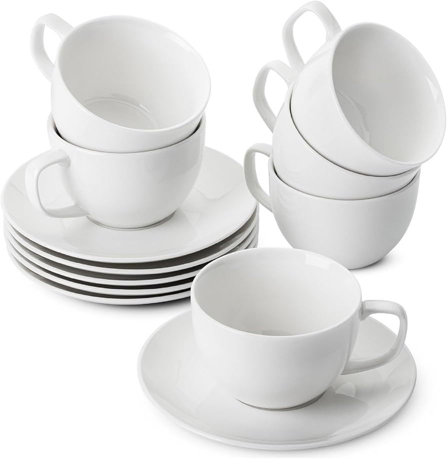 BTaT- Tea Cups and Saucers Set, 6 Set, 7oz, Porcelain Tea Set, Christmas Gifts | Amazon (US)