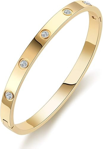 MDRONEY Oval Love Bracelet Bangle Friendship Jewelry Gifts for Women Teen Girls Stainless Steel H... | Amazon (US)