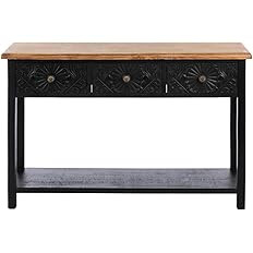 Hobby Lobby Black Medallion Antique Console Table with 3 Carved Drawers, Black and Brown, 46.25" ... | Amazon (US)