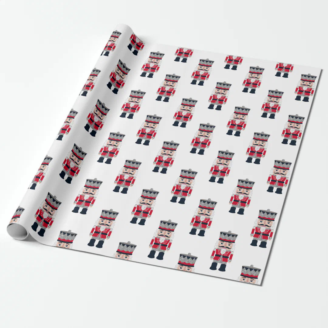 Red Modern Christmas Nutcracker Wrapping Paper | Zazzle | Zazzle