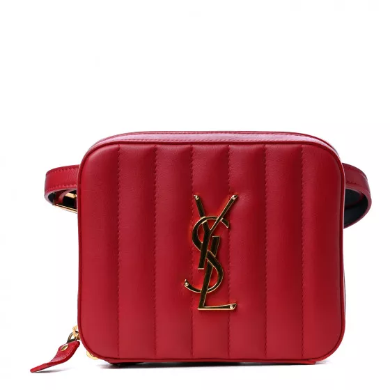 Saint Laurent Lambskin Matelasse Vicky Monogram Belt Bag Red