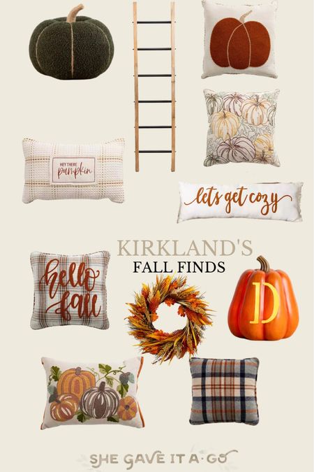Kirkland’s fall decor for the home // pumpkins, pillows, blanket ladder 

#LTKFind #LTKSeasonal #LTKhome