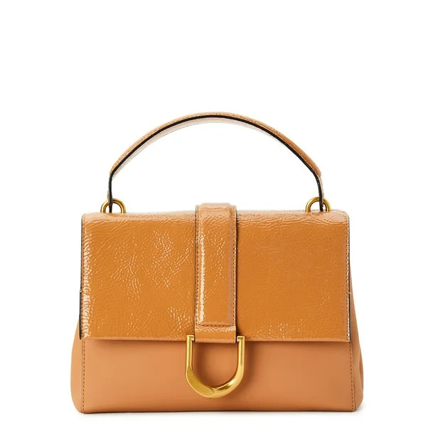 Scoop Women's Flap Front Crossbody Bag with Top Handle Beige - Walmart.com | Walmart (US)