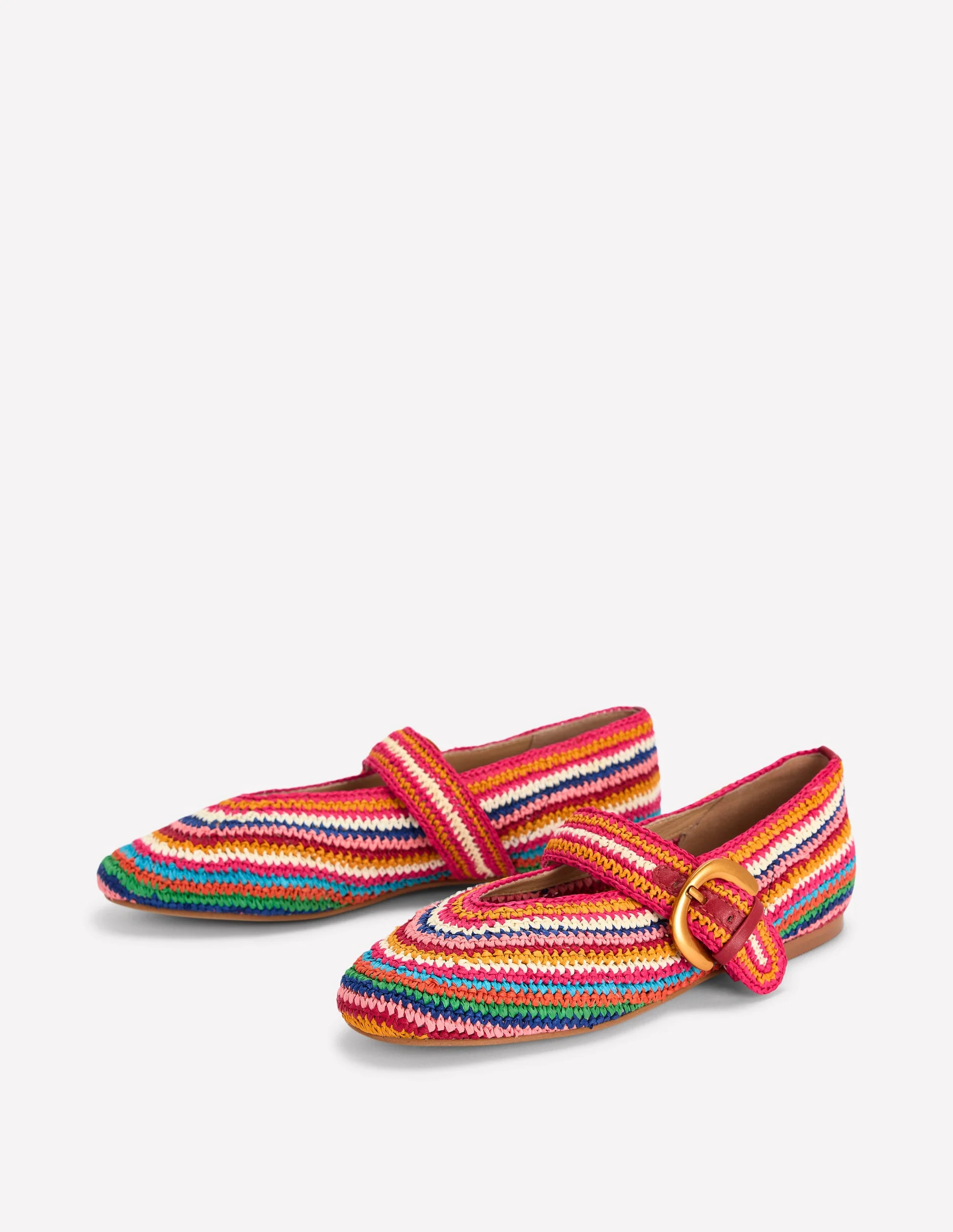 Kylie Flat Buckle Mary Janes-Multi Raffia | Boden UK