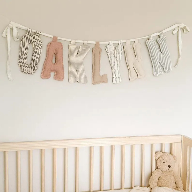 Custom Fabric Name Banner | Puffed Nursery Decor | Etsy (US)