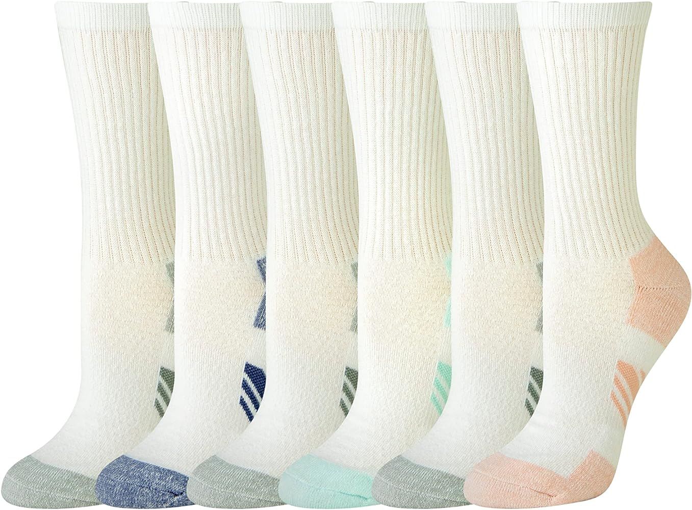 Amazon Essentials Women's Performance Cotton Cushioned Athletic Crew Socks, 6 Pairs | Amazon (US)