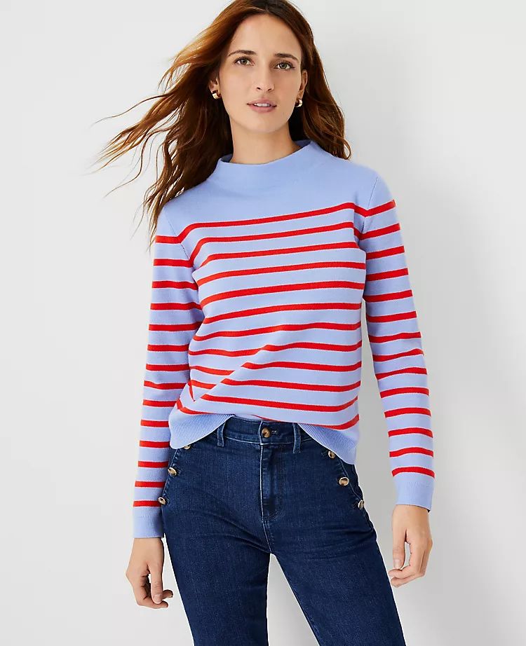 Striped Mock Neck Sweater | Ann Taylor (US)