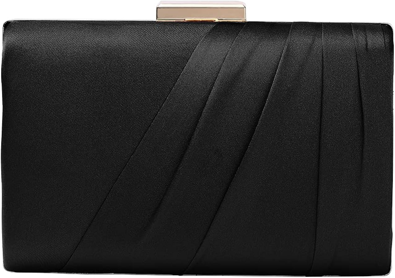 Pleated Satin Clutch Purse For Women Wedding Bridal Clutch Bag Prom Party Clutch | Amazon (US)