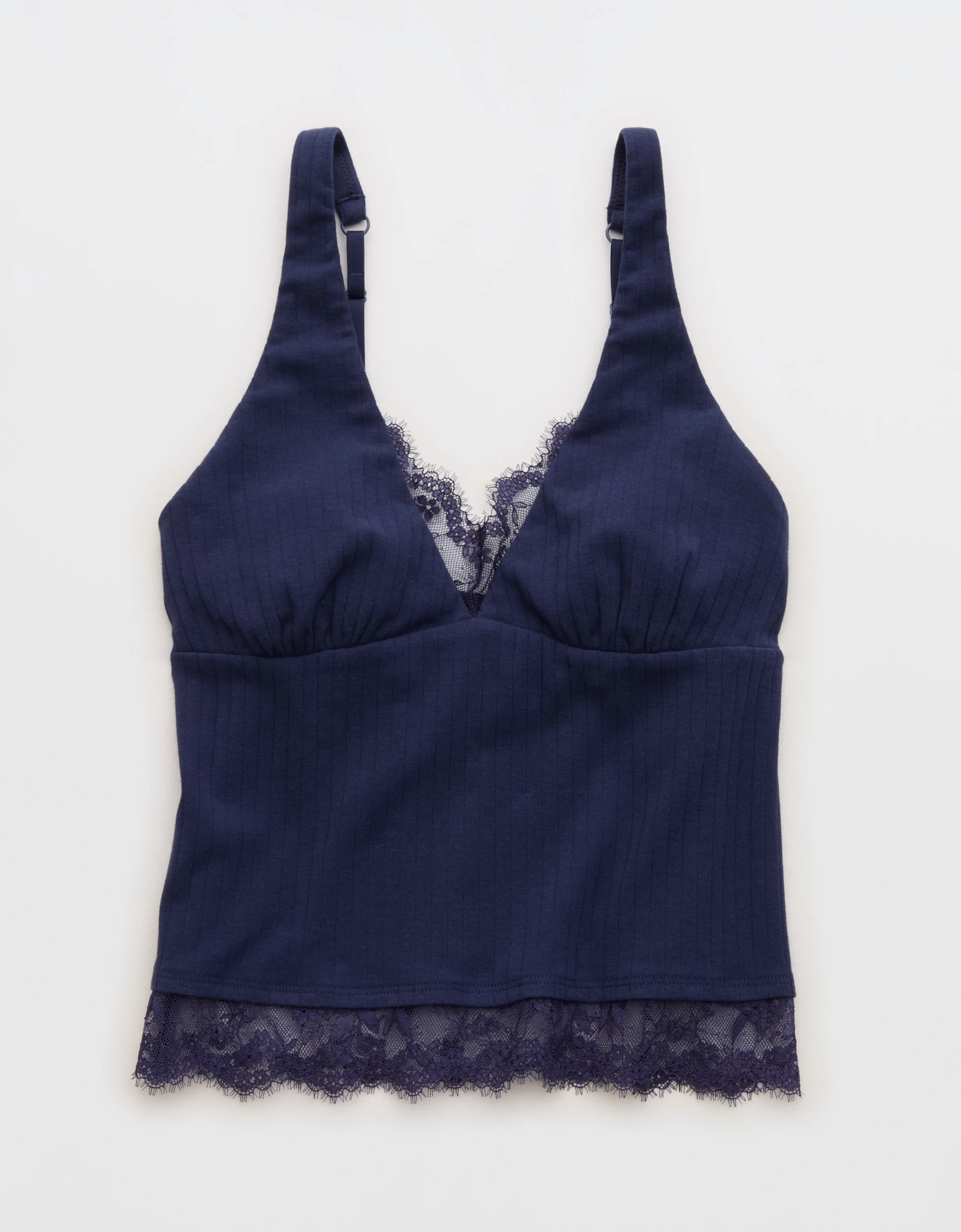Superchill Cotton Rib Lace Tank Top | Aerie