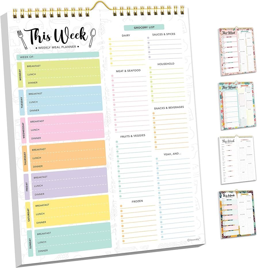 8.5x11” Weekly Meal Planning Notepad, 52 Sheets of Weekly Meal Planner and Grocery List Notepad... | Amazon (US)