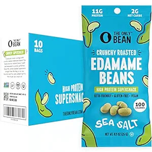 The Only Bean Crunchy Dry Roasted Edamame Snacks (Sea Salt), Keto Snack Food, High Protein (11g) ... | Amazon (US)