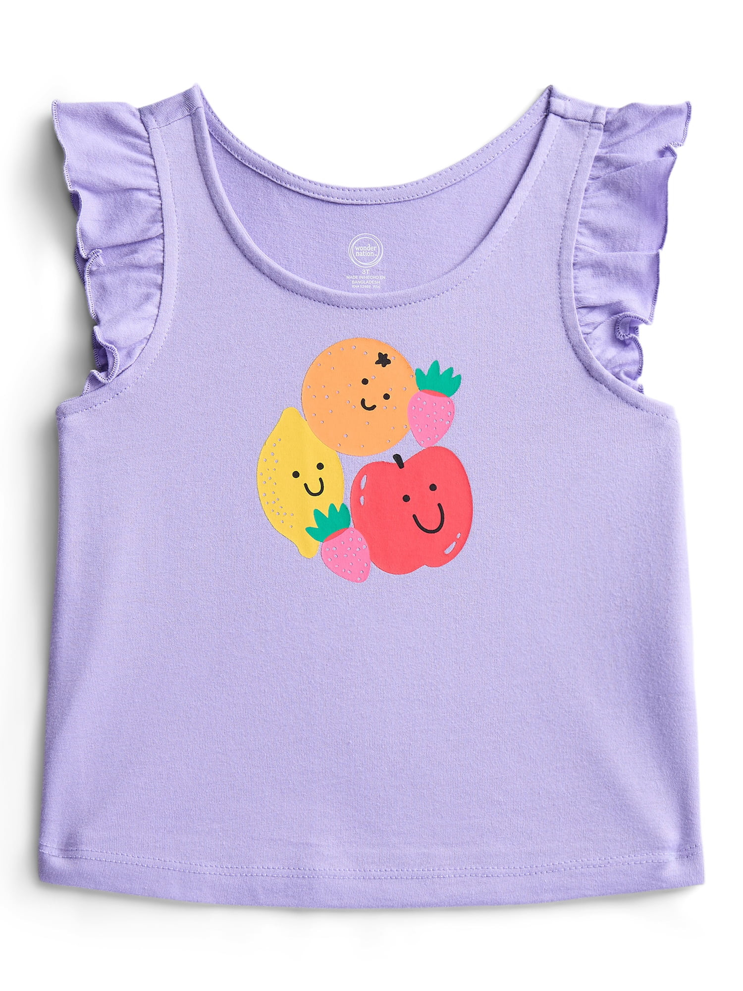 Wonder Nation Toddler Girls Graphic Tank Top with Ruffle Sleeves, Sizes 18M–5T | Walmart (US)