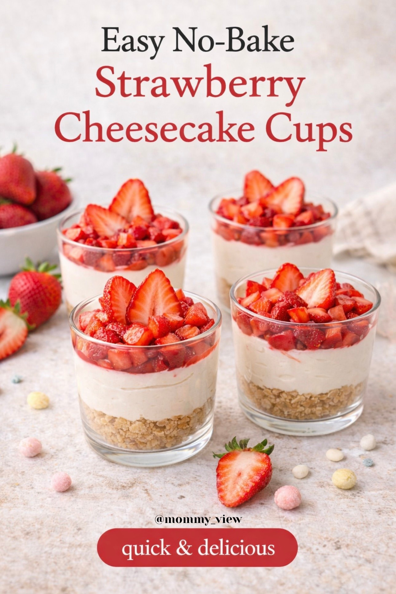 Quick and easy strawberry cheesecake cups!  

These easy no-bake strawberry cheesecake cups are the perfect quick dessert! Made with cream cheese, whipped topping, crushed graham crackers, and fresh strawberries, this simple dessert comes together in minutes with no oven required.

Perfect for summer parties, holidays, or a last-minute sweet treat. These individual cheesecake cups are creamy, refreshing, and so easy anyone can make them!

Save this recipe for your next party, BBQ, or weeknight dessert.

#NoBakeDessert #EasyDessertRecipe #StrawberryDessert #NoBakeCheesecake #DessertCups #SummerDesserts #QuickDessert #SimpleDesserts #PartyDessert #DessertIdeas

#LTKmomlife #LTKfoodie #LTKSeasonal