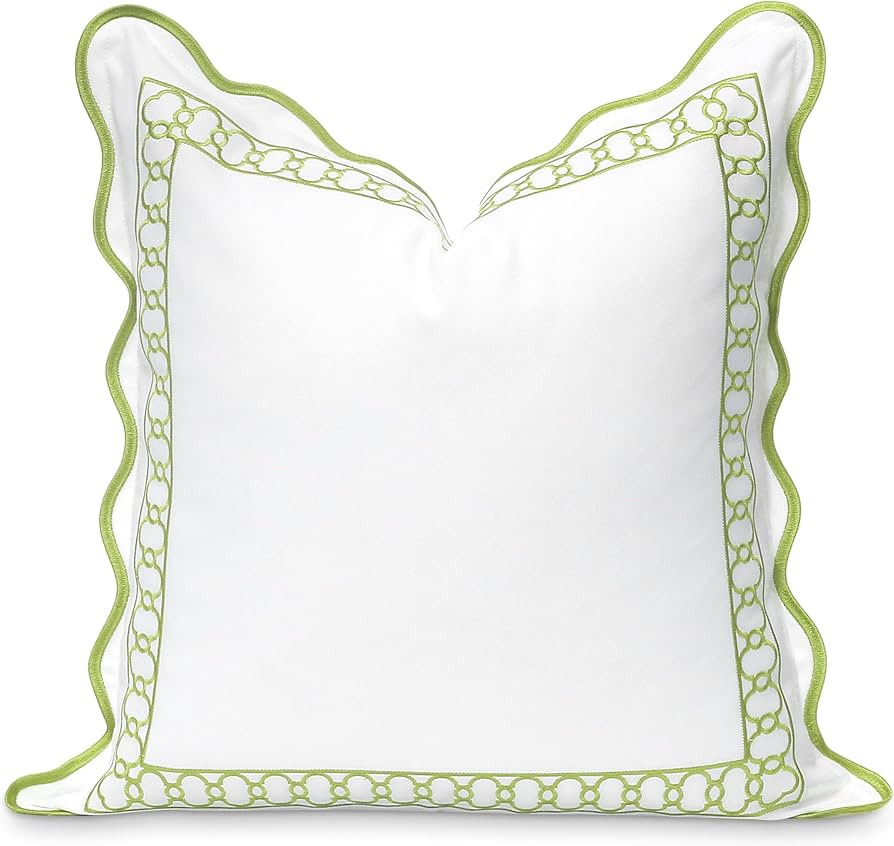 Hofdeco Premium Coastal Patio Indoor Outdoor Scalloped Throw Pillow Cover Only, 20"x20" Water Rep... | Amazon (US)