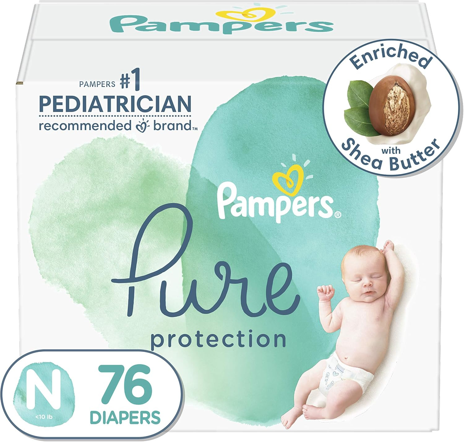 Diapers Newborn/Size 0 (<10 lb), 76 Count - Pampers Pure Protection Disposable Baby Diapers, Hypo... | Amazon (US)