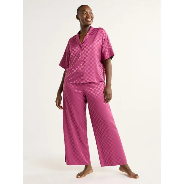 Joyspun Women’s and Women’s Plus Stretch Satin Pajama Set, Sizes S to 3X | Walmart (US)
