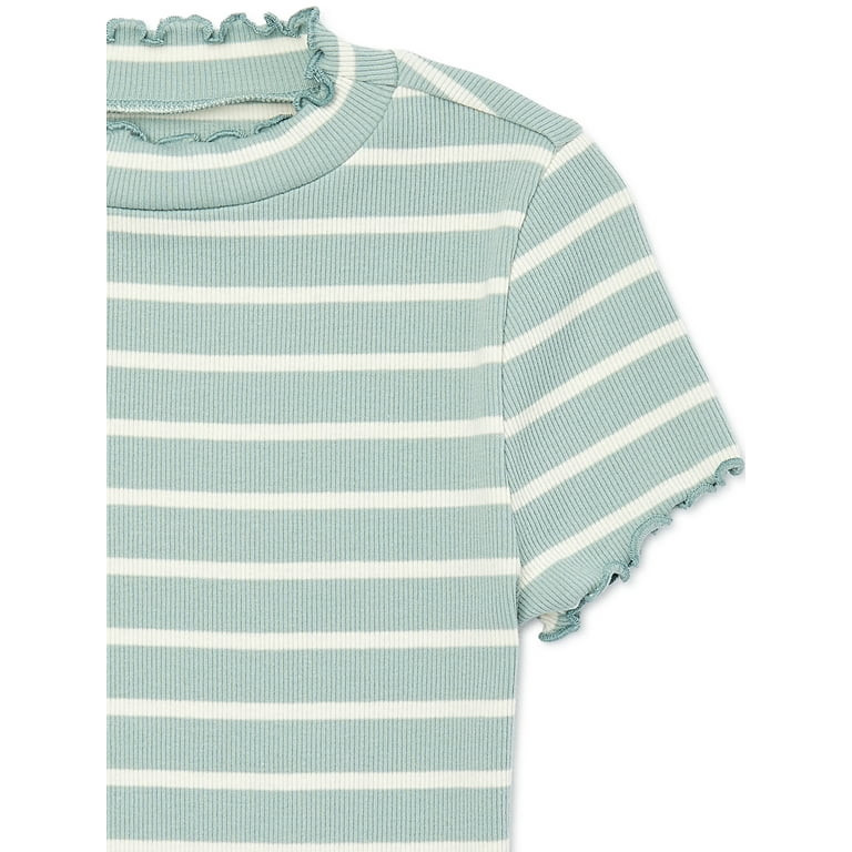 Wonder Nation Girls Lettuce Edge Mock Neck Top | Walmart (US)