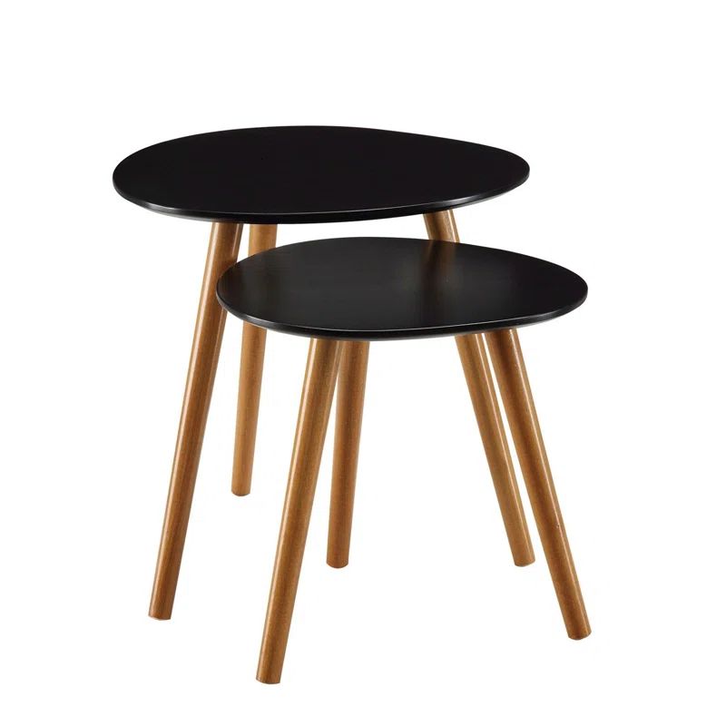 Set Of 2 - Modern Mid-Century Style Nesting Tables End Table In Black | Wayfair North America
