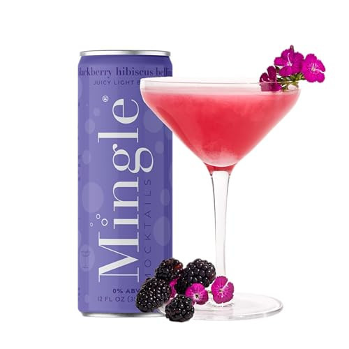 Mingle Mocktails Blackberry Hibiscus Bellini, Non-Alcoholic Drinks, Pre-Mixed Drinks, Canned Mocktails, 12 fl. oz. Cans, Pack of 24 | Amazon (US)