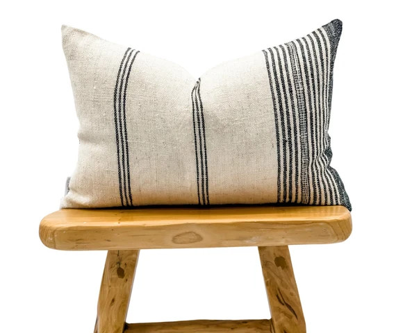 Lumbar Pillow Cover, Indian Wool Pillow Cover, White Wool Pillow, White and Black Pillow Cover 14... | Etsy (US)