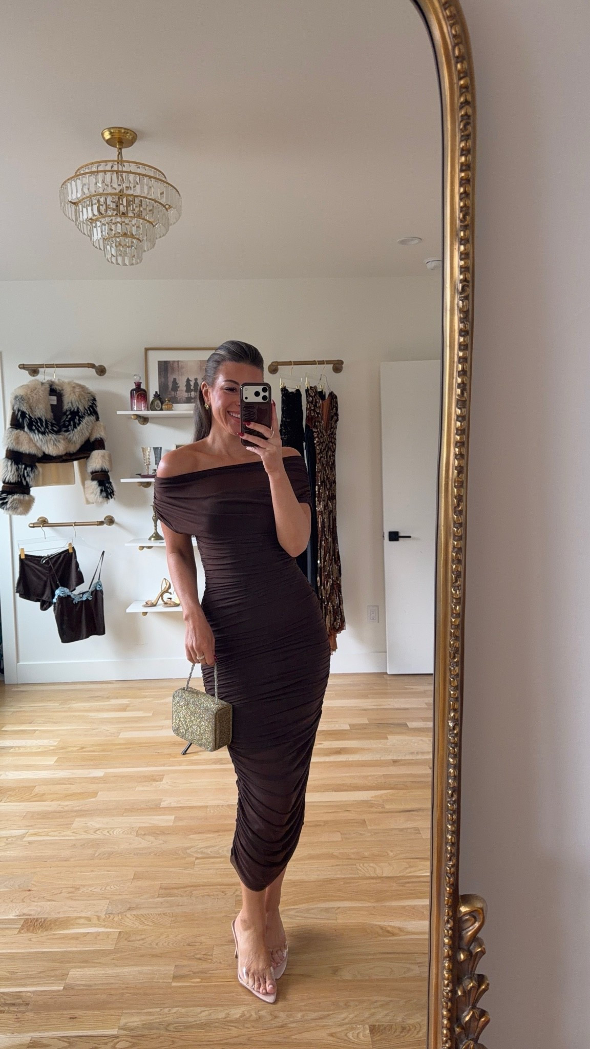 brown ruched off-the-shoulder mesh maxi 
vici fall and winter wedding guest and special occasion dress ✨

codes -
Vici: Emerson35

In 5’4” and wearing my usual smalls 

fall event, fall wedding guest dresses, cocktail dresses, semi-formal dresses, black tie wedding guest dresses, destination wedding guest dresses, garden party dresses, wedding guest outfit ideas

#LTKSeasonal #LTKWedding #LTKgrwm