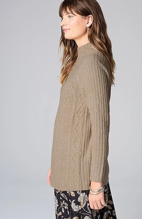 Mixed-Textures High-Neck Sweater | J. Jill