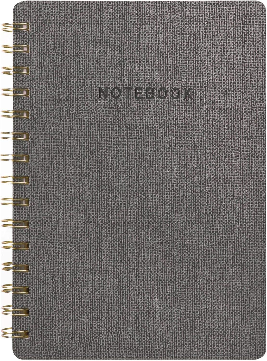 Oneirom Spiral Notebook Gray-6.1x 8.2 Inch College Ruled Journal with Inner Pockets and 160 Pages... | Amazon (US)