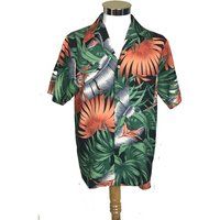 Vintage Men's Hawaiian Shirt, Tropical 1970's, Polyester, Greencastle, Green Pink Gray Palm Print On | Etsy (US)