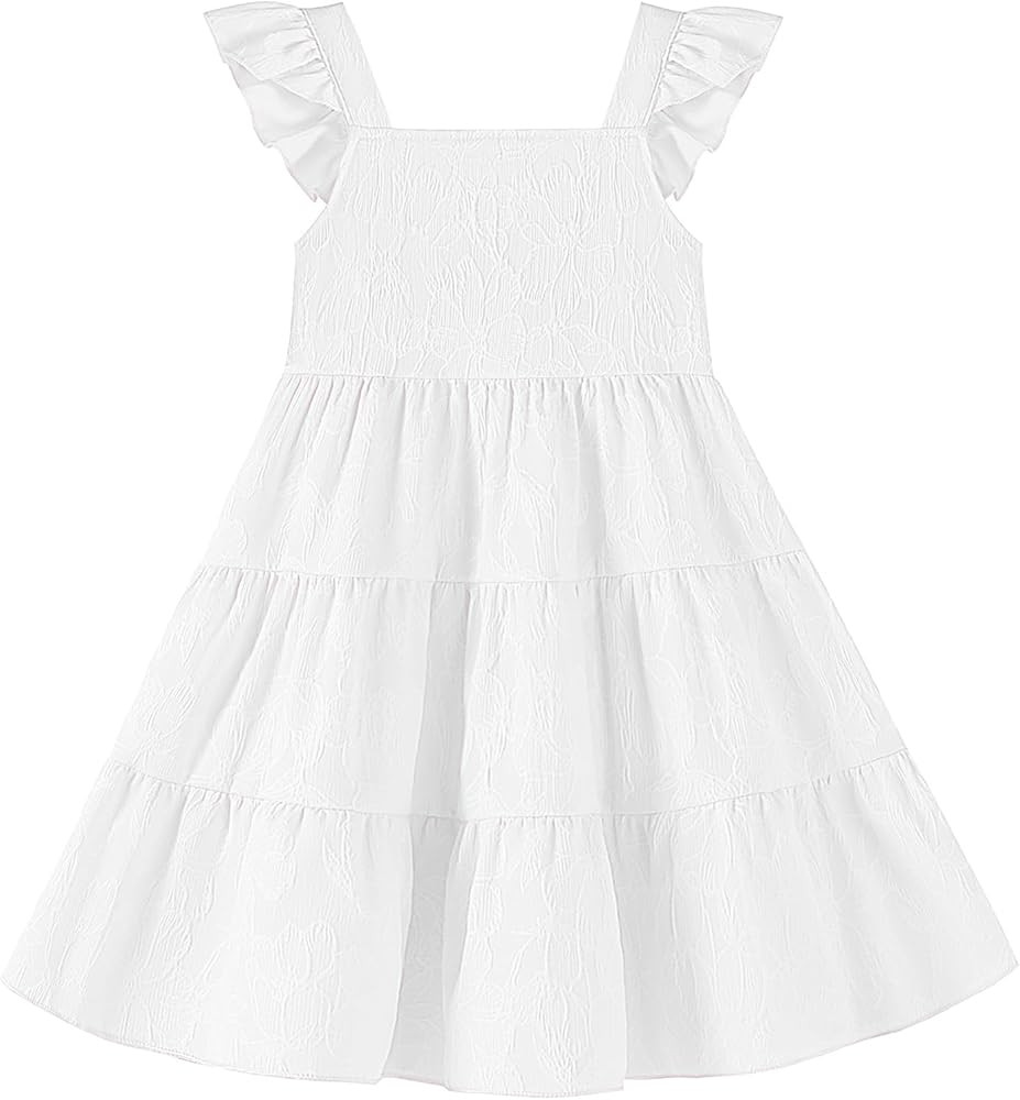 Toddler Baby Girls Dress Sleeveless Ruffle Baby Girls Summer Dress Casual Solid Floral Little Gir... | Amazon (US)