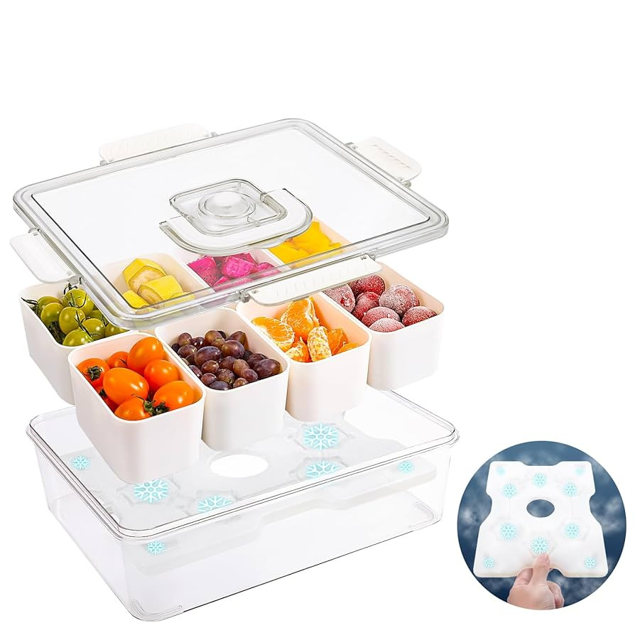 Chilled Serving Tray, Snackle Box Container with Handle, Fruit Platter Tray for Parties, Chilled ... | Amazon (US)