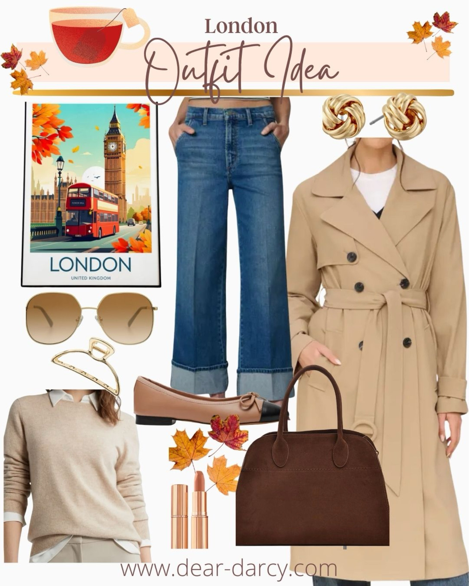 🚨 NSale 
Outfit idea London …

Headed to London or just want to look like you are?
Here are a few items that will have you looking the part!

A fabulous trench coat on sale until the NSAle end tomorrow fits tts

Cap toe ballet flats JCrew on major sale under $60  fit tts 

Wide leg high waisted jeans with large cuff. TTS 

Gold Knott stud earrings 

Aviator sunglasses with a great tint 

Cashmere sweater on NSAlE fits tts and is so good a must have 

Charlotte Tilbury lip pillow talk 

Gold hair clip Amazon find


#LTKStyleTip #LTKSaleAlert #LTKxNSale