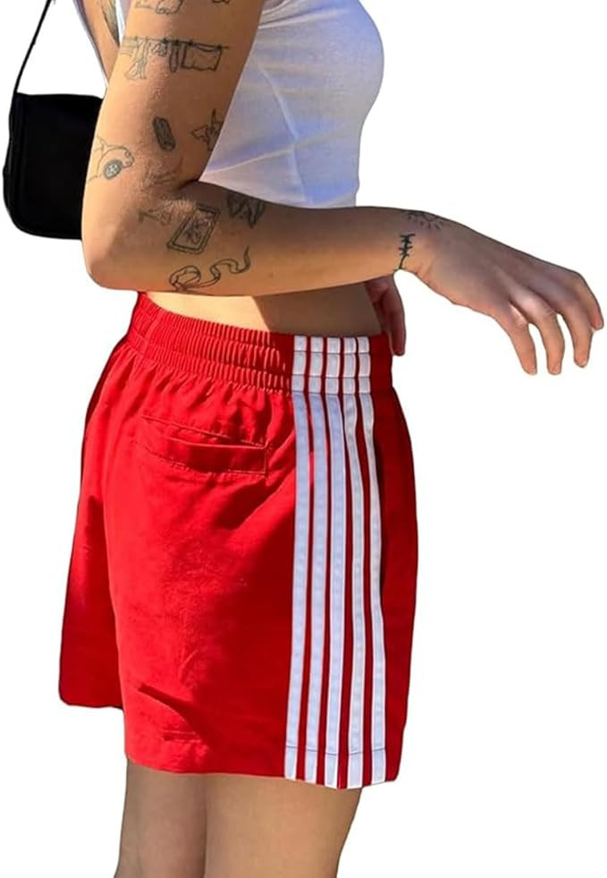 ABINGOO Women Athletic Sweat Shorts Side-Striped Y2k Summer Elastic Waist Workout Loose Wide Leg ... | Amazon (US)