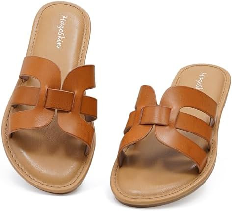 mazeskin Womens Memory Foam H-Band Summer Dressy Flat Slide Sandals | Amazon (US)