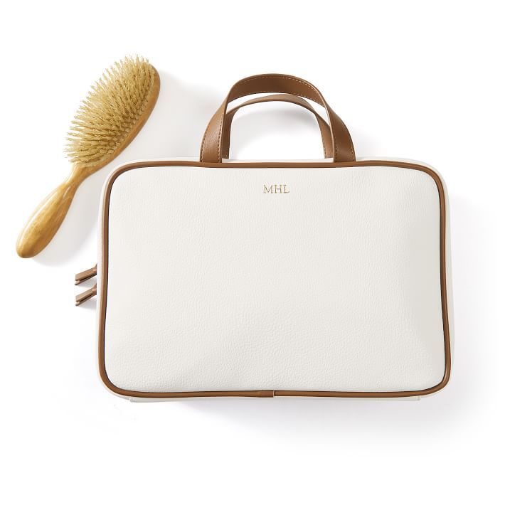 Concourse Vegan Leather Cosmetic Case, White | Mark and Graham