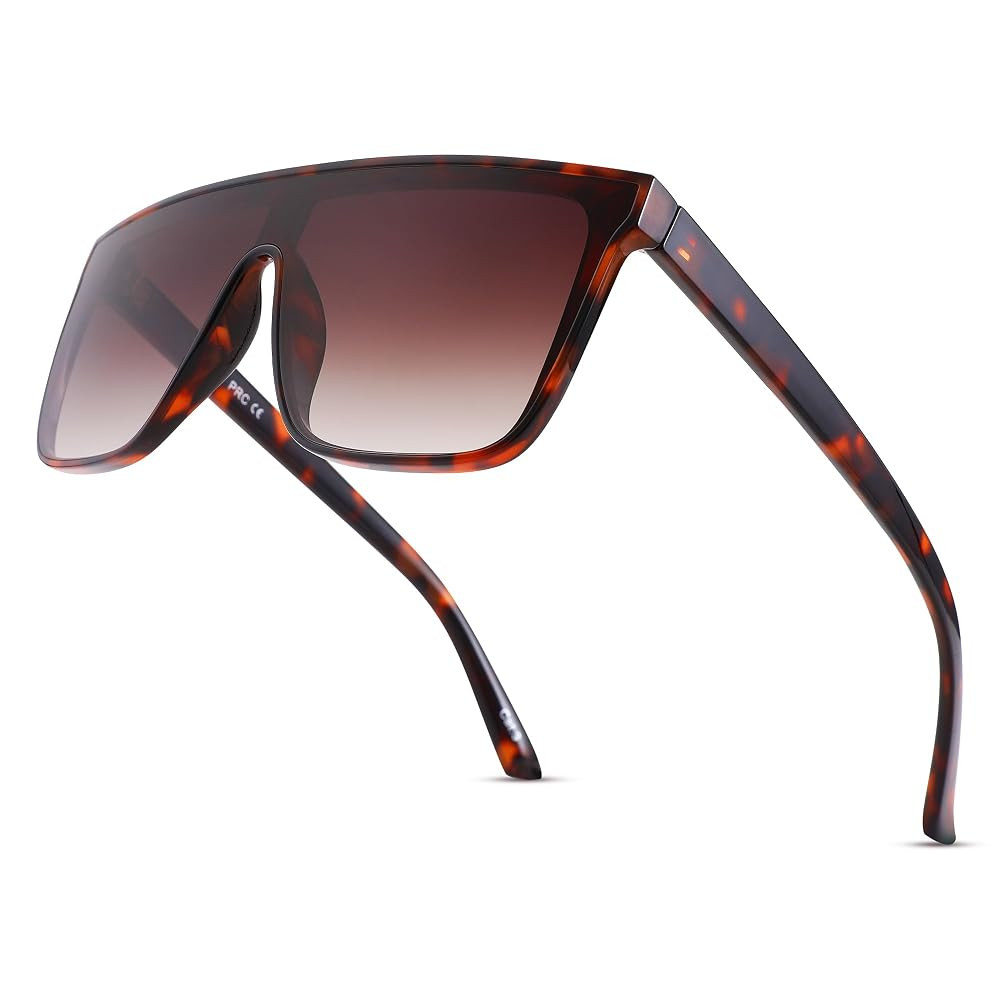 Square Oversized Sunglasses for Women Men Trendy Flat Top Fashion Shield Shades | Amazon (US)