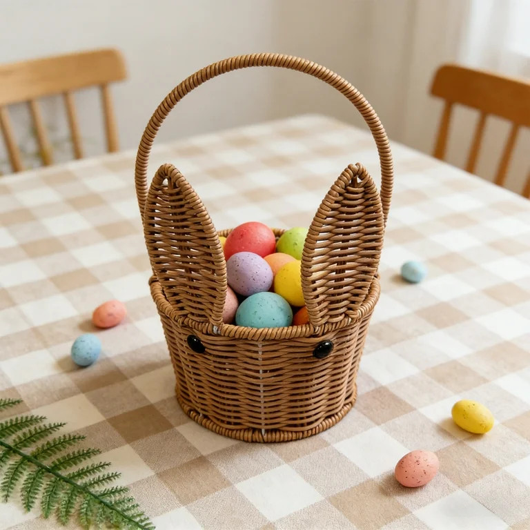 Tyidzon Easter Basket, Woven Baskets for Gifts Empty with Bunny Ears, Small Picnic Basket for Eas... | Walmart (US)