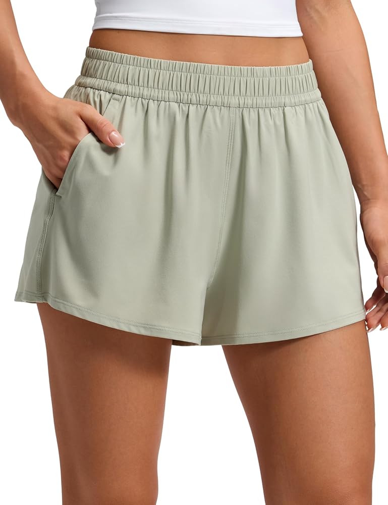 CRZ YOGA Drapey Flowy Athletic Shorts for Women 2.5" - Relaxed Fit High Waisted Tennis Workout Ru... | Amazon (US)