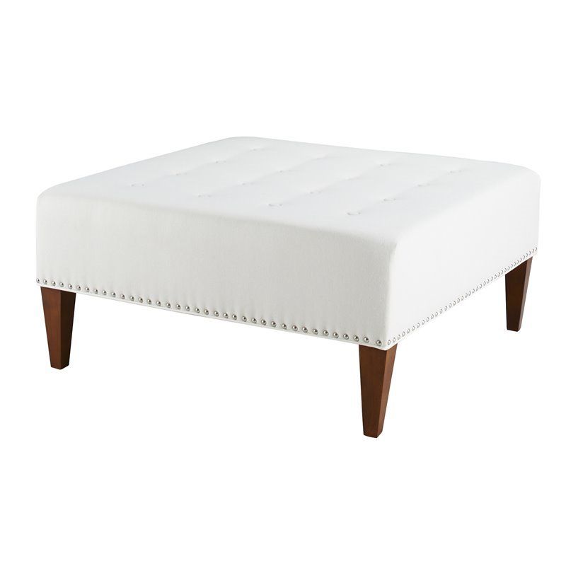 Michelle Tufted Large Square Ottoman Off-White | Cymax Stores