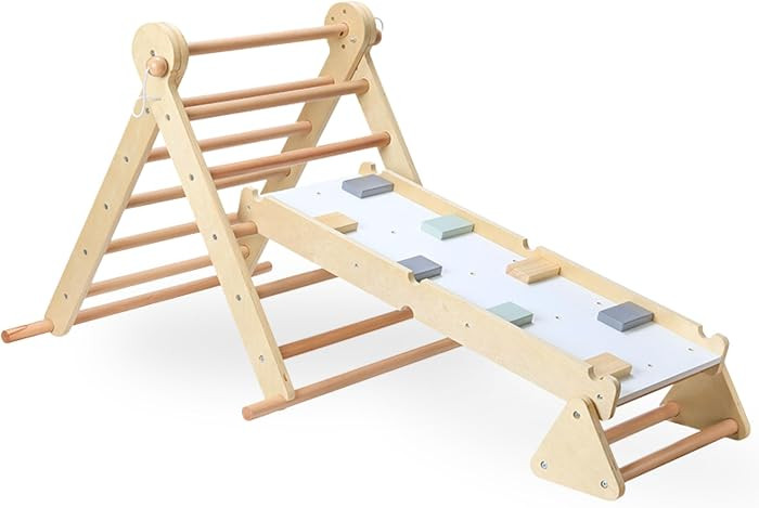 Mamabrum Wooden Climbing Frame with Adjustable Ladder & Wall - Indoor Play Triangle for Children ... | Amazon (UK)