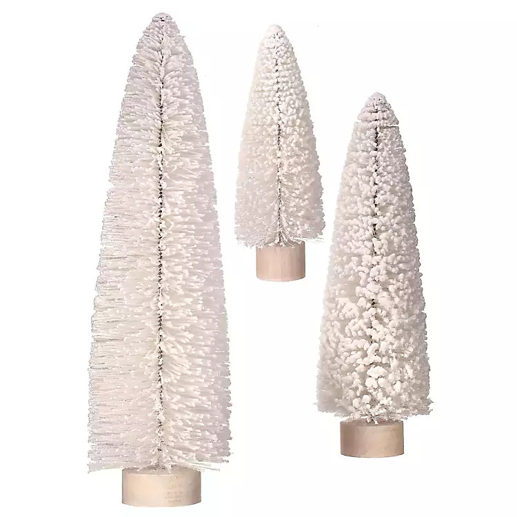 New! Flocked White Bristle Christmas Trees, Set of 3 | Kirkland's Home