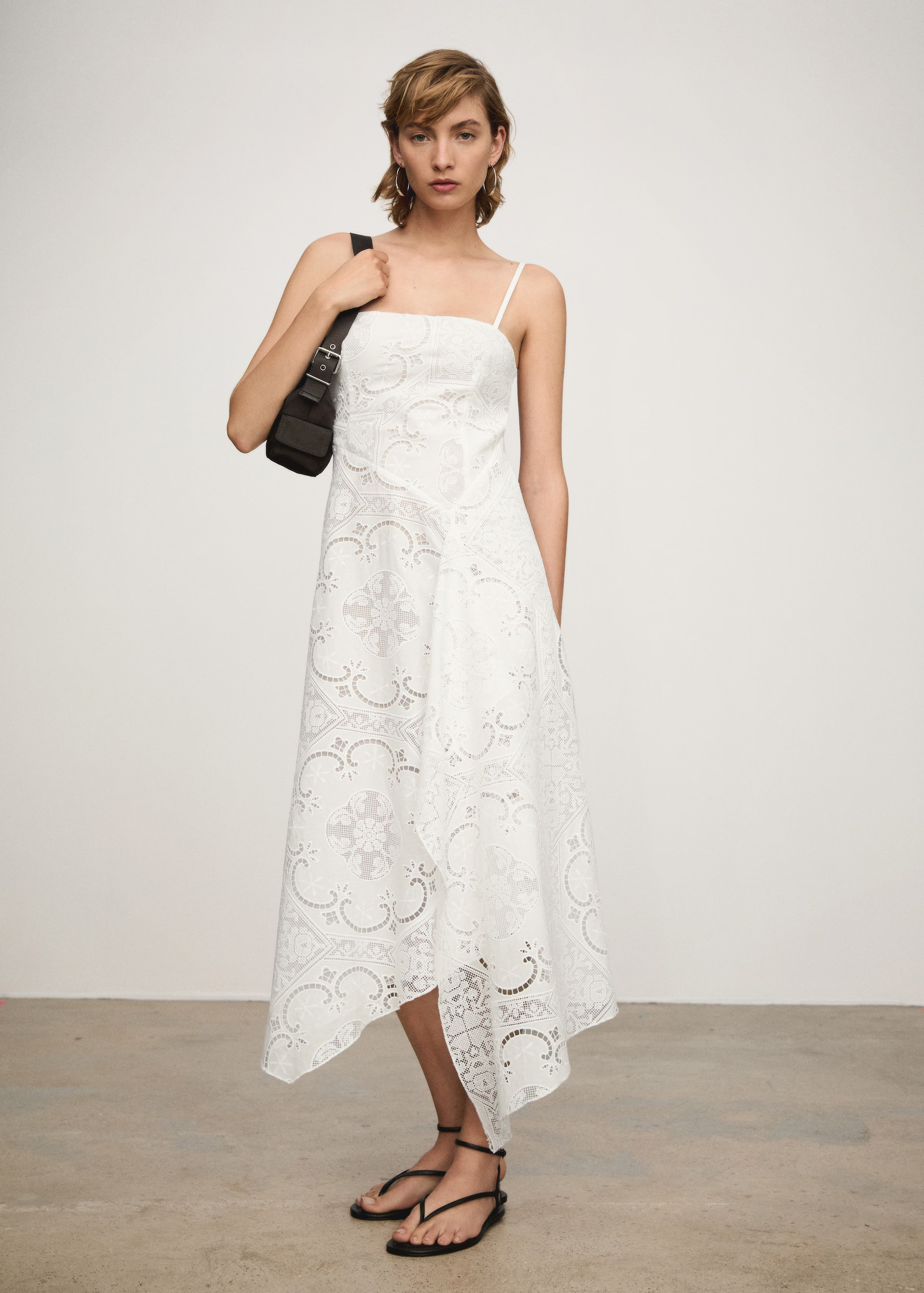 Asymmetrical embroidered dress - Woman | MANGO USA | MANGO (US)