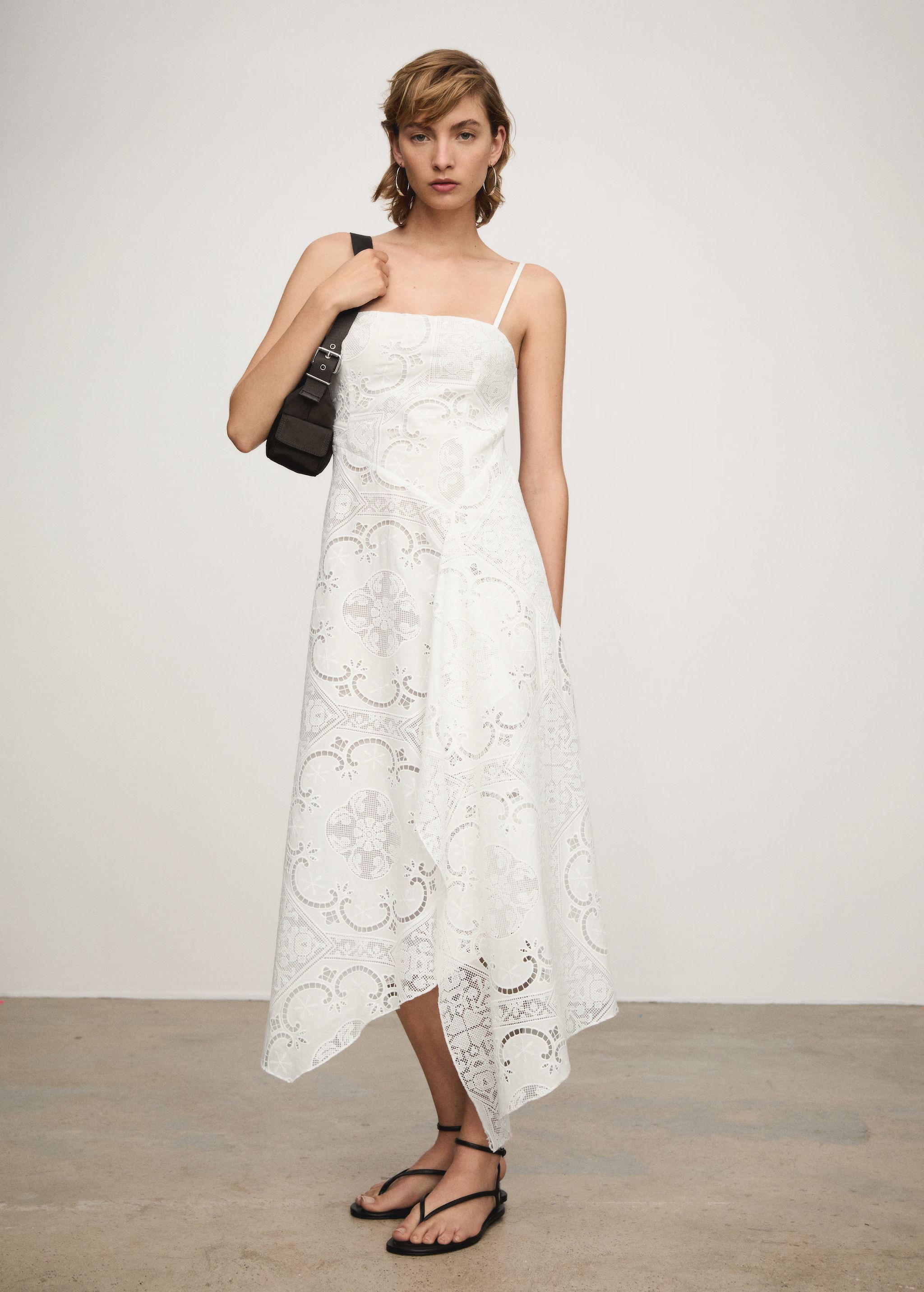 Asymmetrical embroidered dress | MANGO (US)