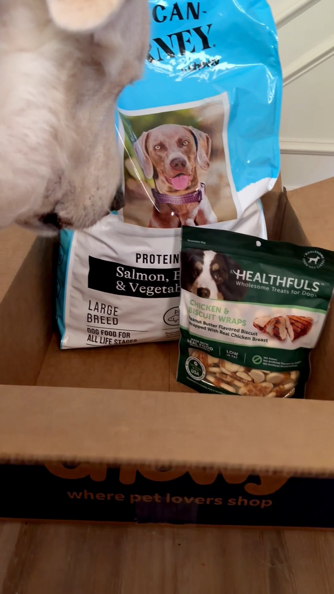 Dog Food and Treats: Our dog Marshall loves when his Chewy box arrives. Today he got a new bag of dog food and treats! Having his food delivered on auto ship saves me from carrying this giant bag of food in and out of the car. 
#dog #pets

#LTKmomlife #LTKdayinmylife