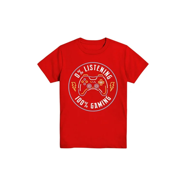 Wonder Nation Boys Listening Gaming, Crew Neck, Short Sleeve, Graphic T-Shirt, Sizes 4-18 | Walmart (US)
