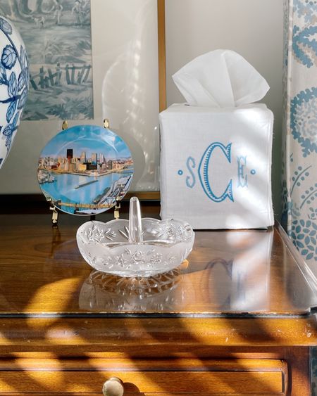 Monogrammed tissue box covers 