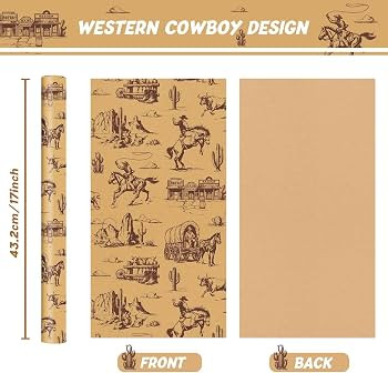 WERNNSAI Western Cowboy Wrapping Paper Roll 17" x 16.4ft Kraft Gift Wrap | Amazon (CA)